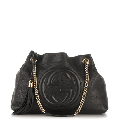 Gucci Pebbled Calfskin Medium Soho Chain Shoulder Bag Black 1 of 8