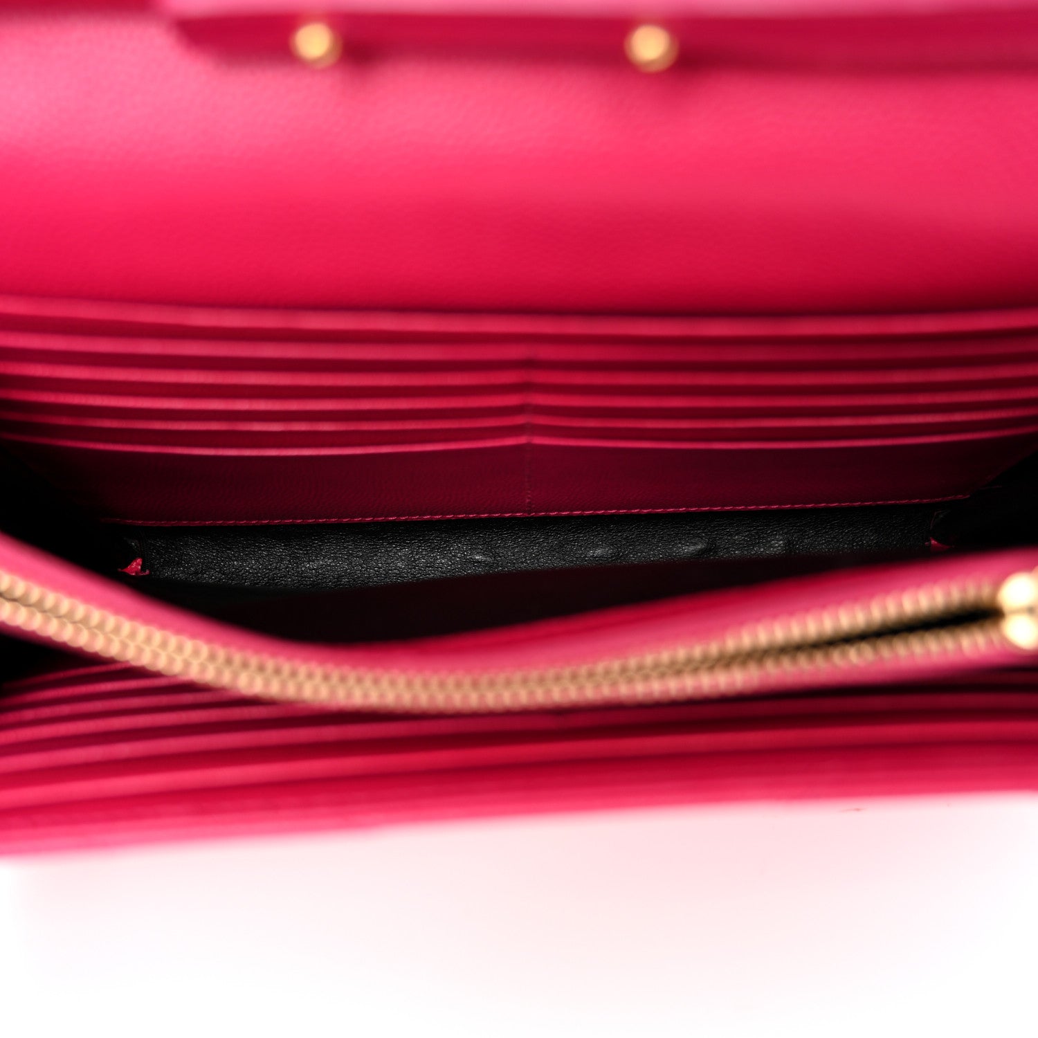 Saint Laurent Grain De Poudre Matelasse Chevron Monogram Chain Wallet Hot Pink 5 of 10