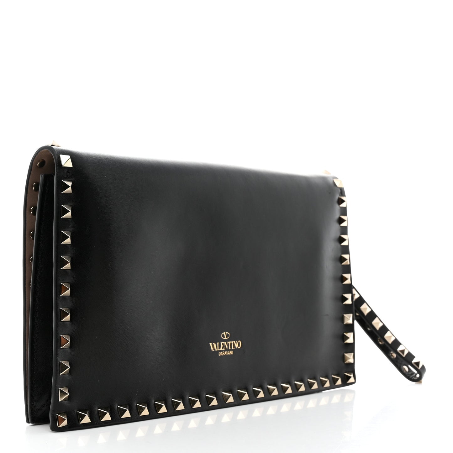 Nappa Rockstud Wristlet Clutch Black