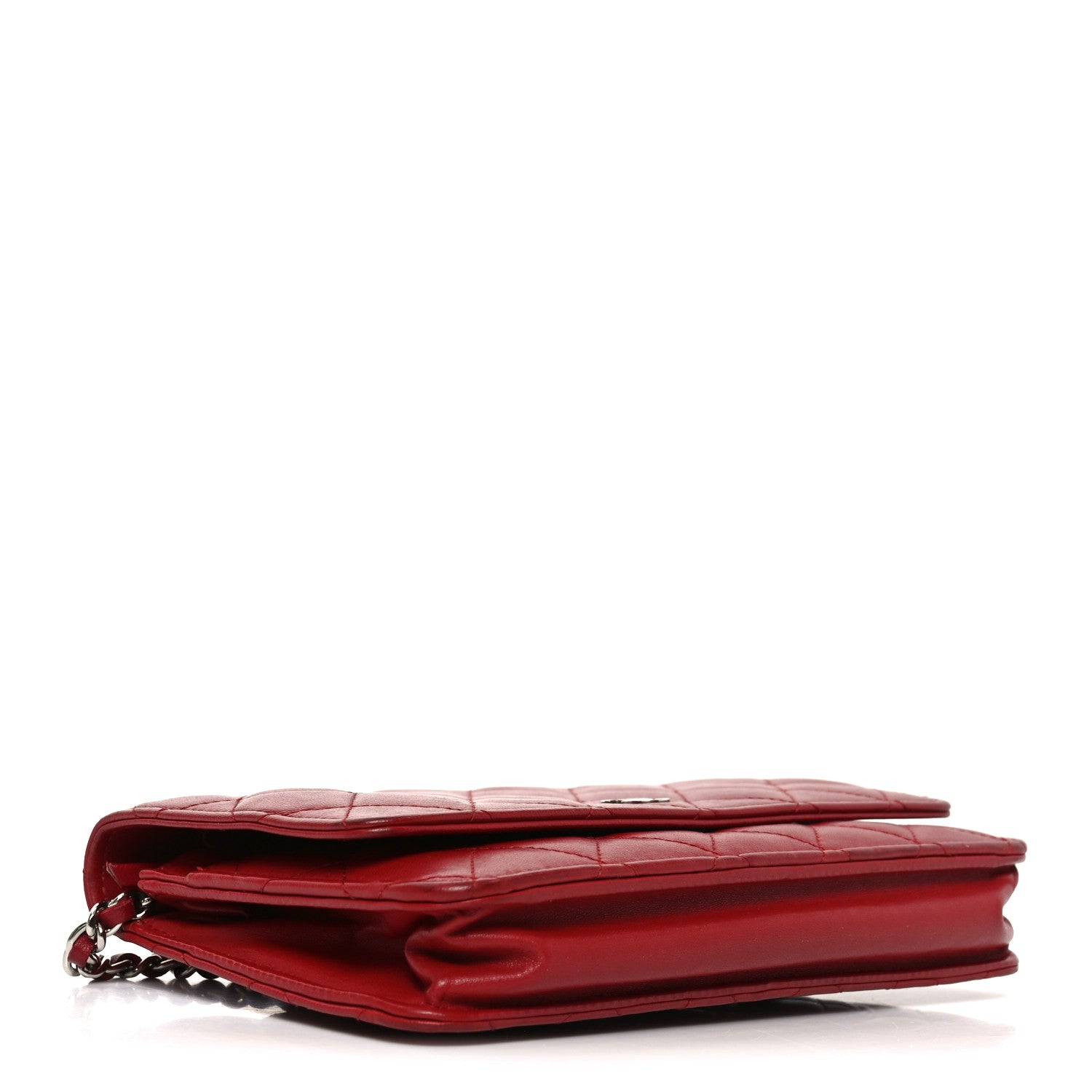 Chanel Lambskin Quilted Wallet On Chain WOC Red 3 of 10