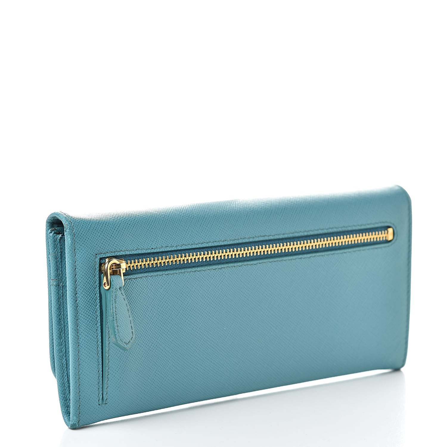 Prada Saffiano Metal Continental Flap Wallet Turchese 3 of 11
