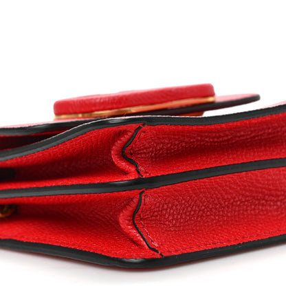 Valentino Garavani Grainy Calfskin VLogo Compact Wallet with Chain Rouge Pur 7 of 8