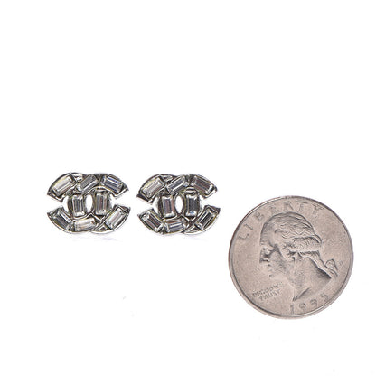 Chanel Baguette Crystal CC Earrings Silver 2 of 5
