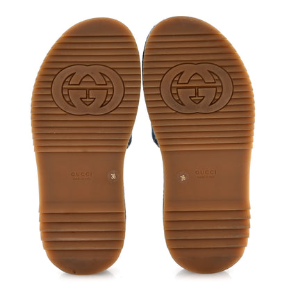 Gucci New Denim GG Monogram Angelina Platform 55mm Slide Sandals 36 Blue Tea 6 of 9