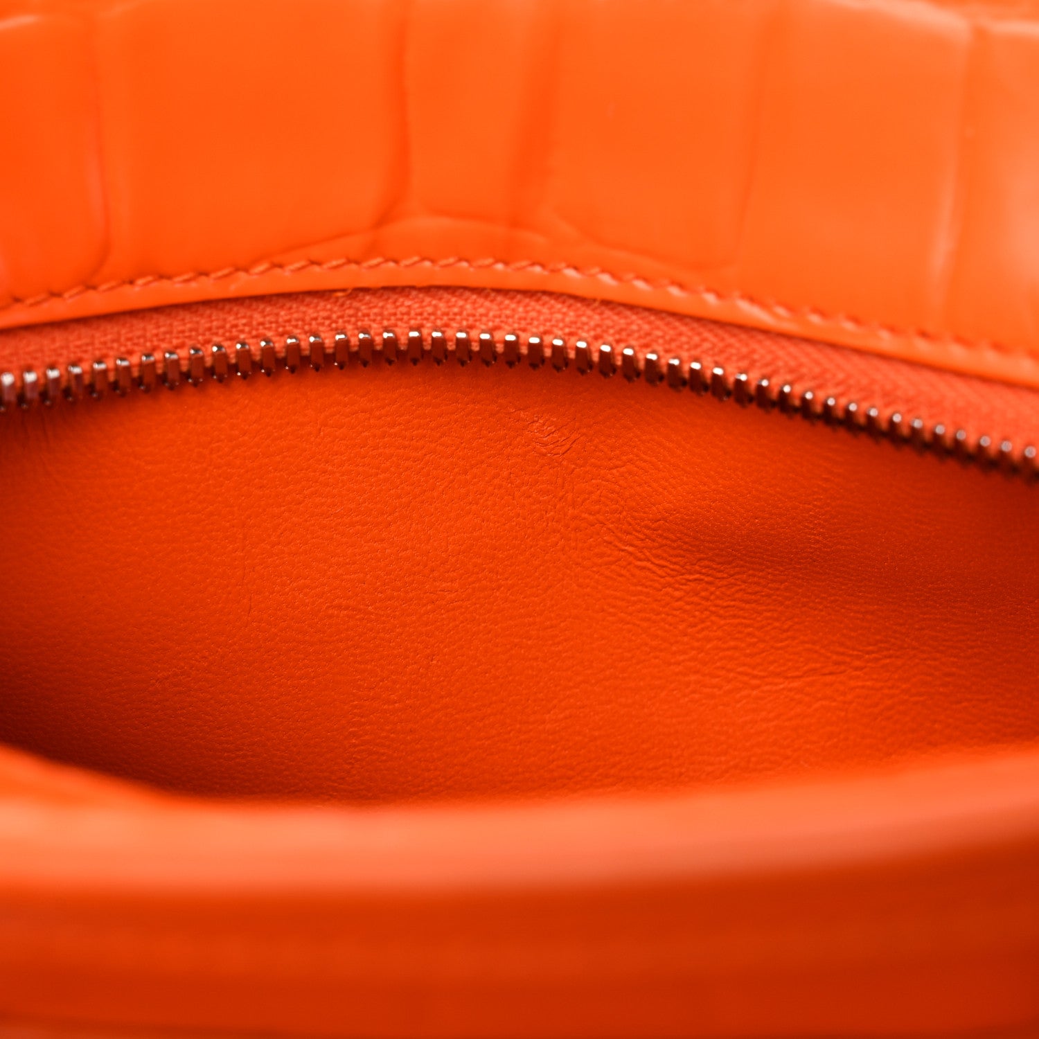 Balenciaga Semi Shiny Calfskin Crocodile Embossed Neo Classic Silver Hardware Mini City Orange 11 of 13