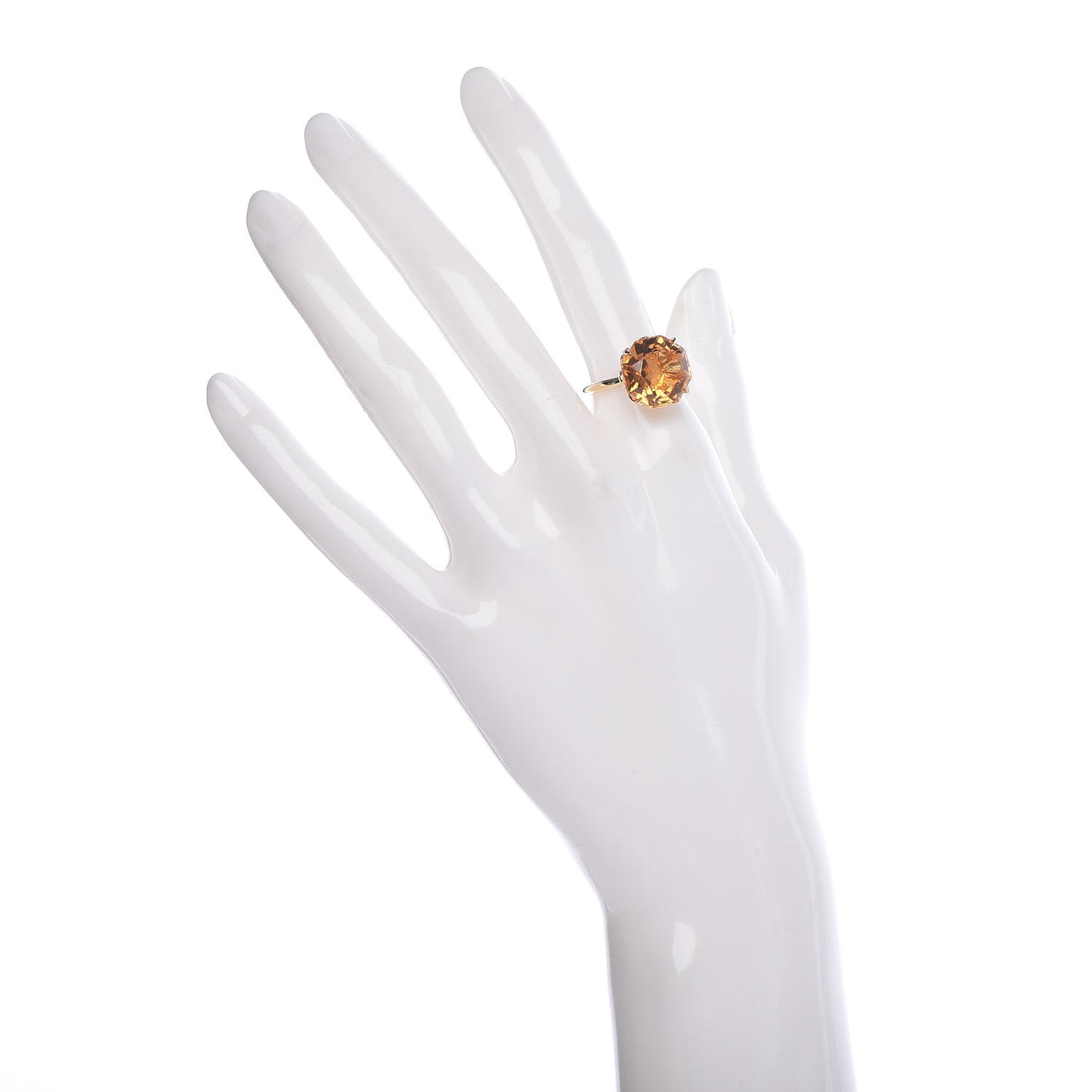 18K Yellow Gold Citrine Octagonal Sparklers Cocktail Ring 52 6