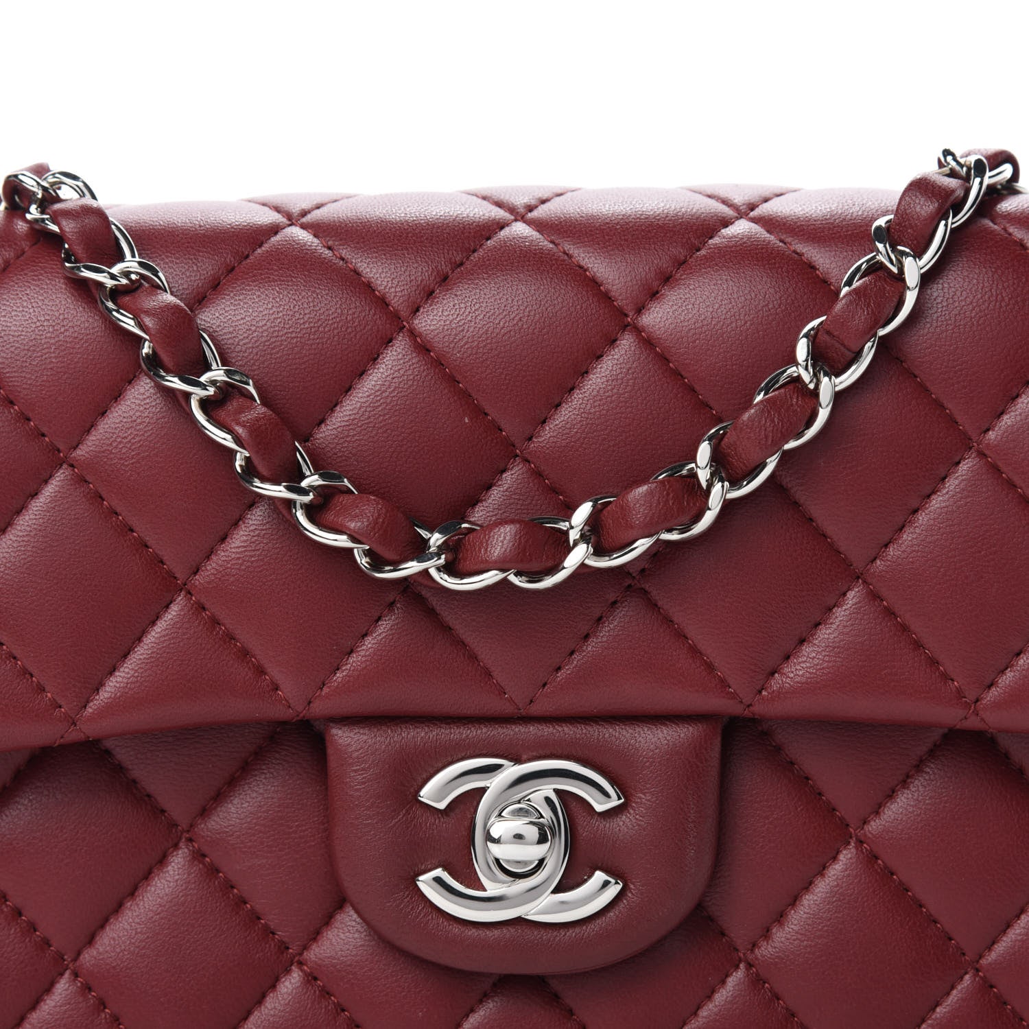 Chanel Lambskin Quilted Mini Rectangular Flap Burgundy 12 of 13