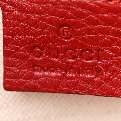 Gucci Pebbled Calfskin Medium Bamboo Shopper Tote Red 7 of 13