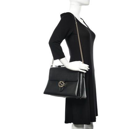 Gucci Dollar Calfskin Medium Interlocking G Top Handle Shoulder Bag Black 2 of 9