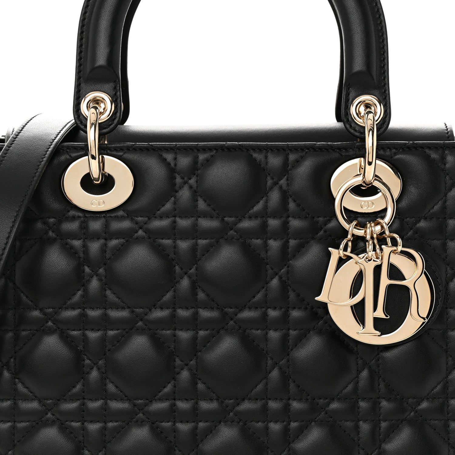 Christian Dior Lambskin Cannage Medium Lady Dior Black 7 of 15