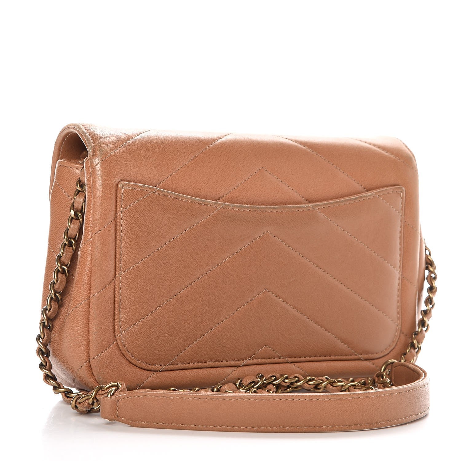 Chanel Lambskin Chevron Mini Coco Envelope Flap Beige 3 of 16