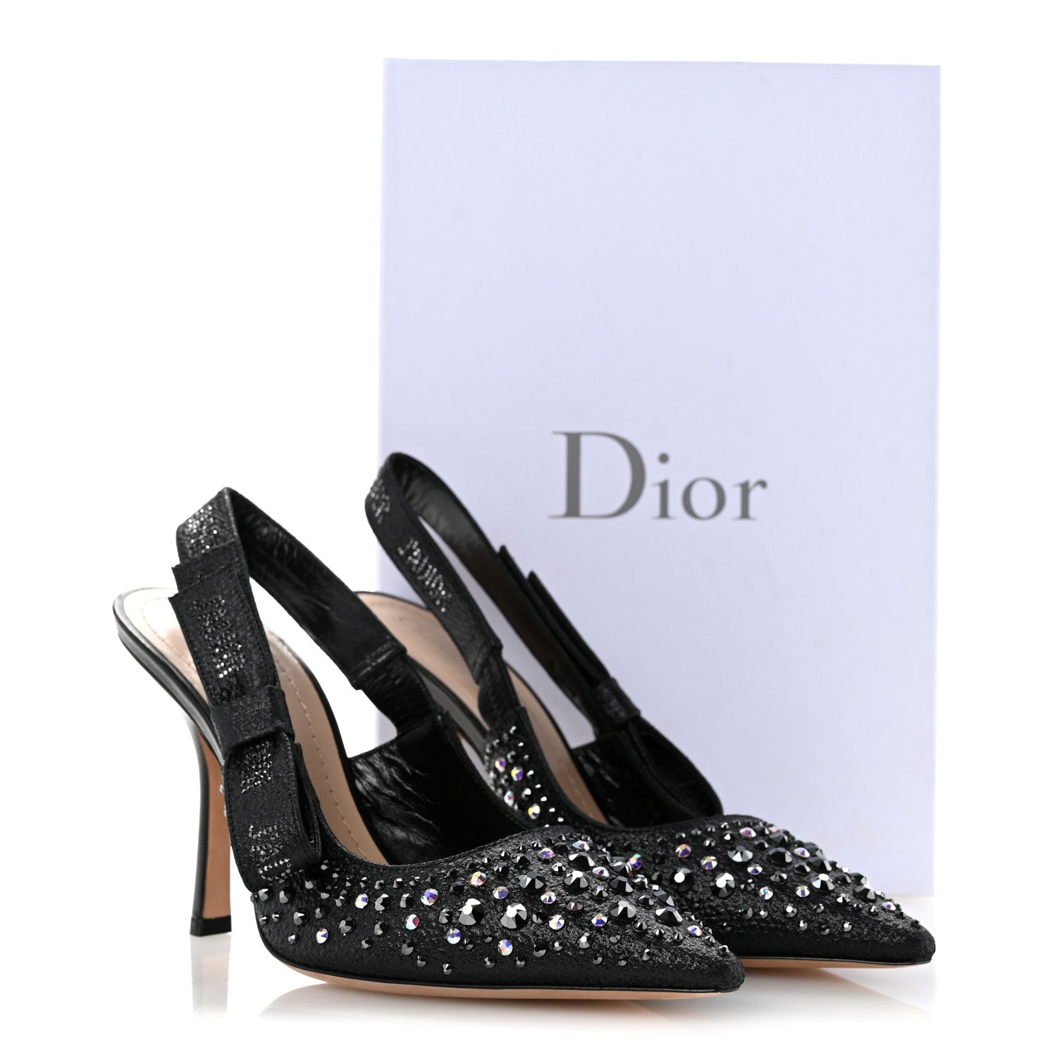 Christian Dior Fabric Strass J'Adior Slingback 100mm Pumps 38 Black 11 of 11