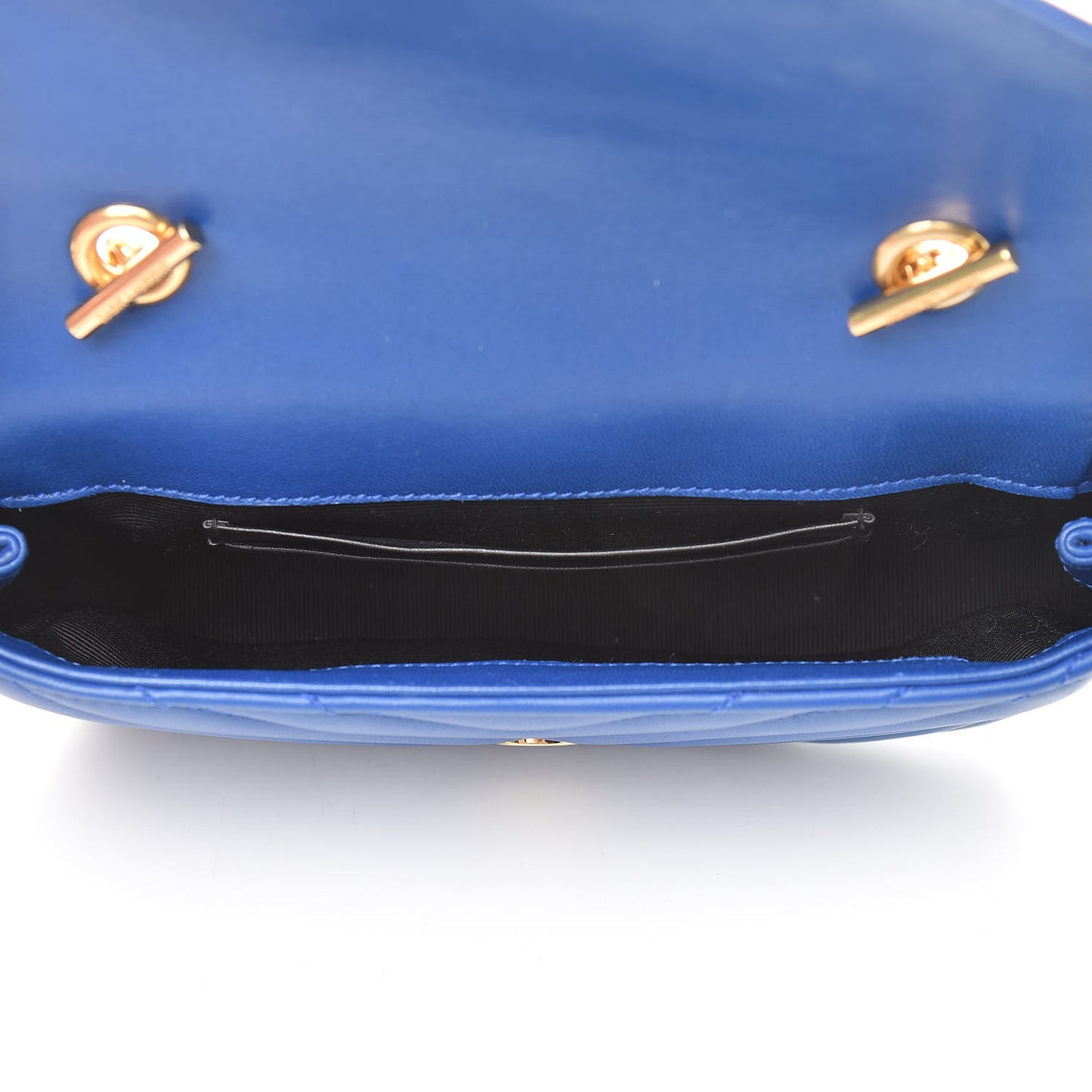 Sheepskin Matelasse Chevron Monogram Classic Baby Chain Bag Blue Majorelle