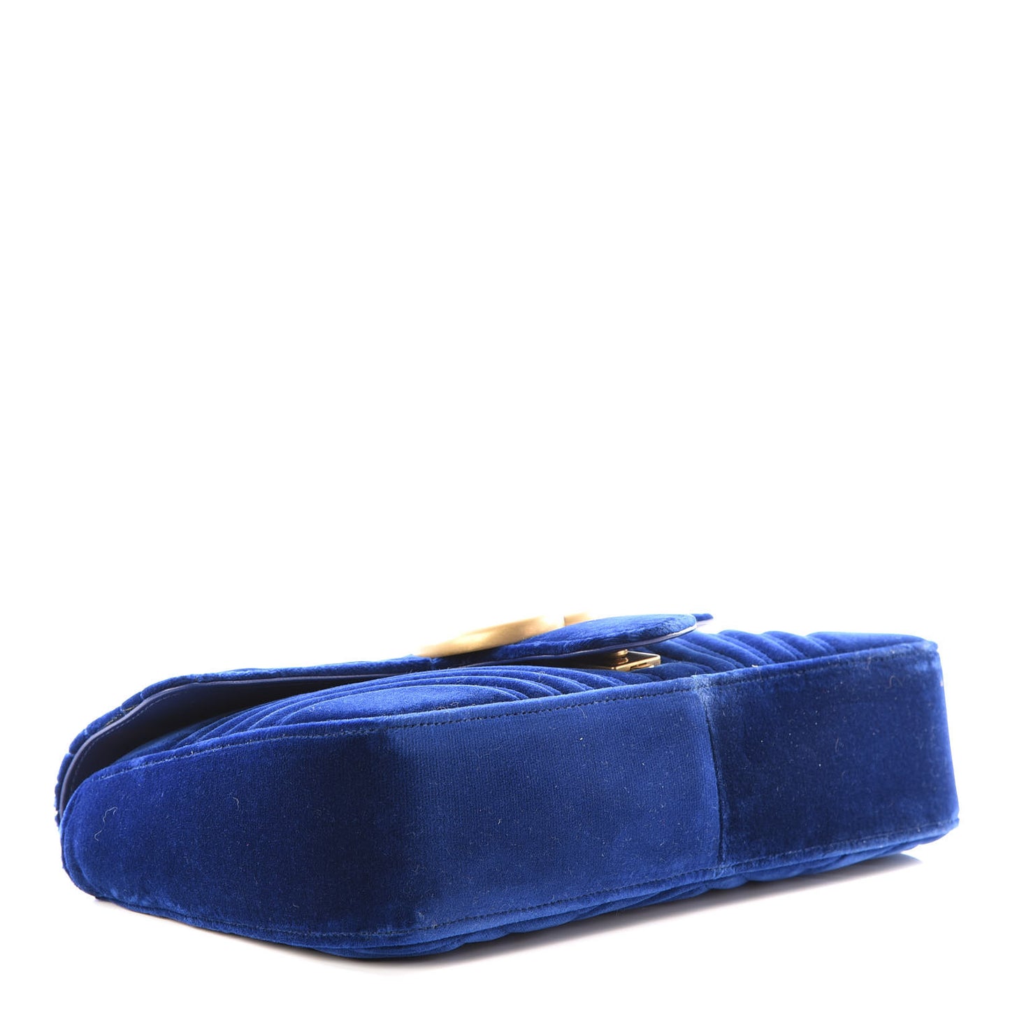 Velvet Matelasse Medium GG Marmont Shoulder Bag Cobalt Blue