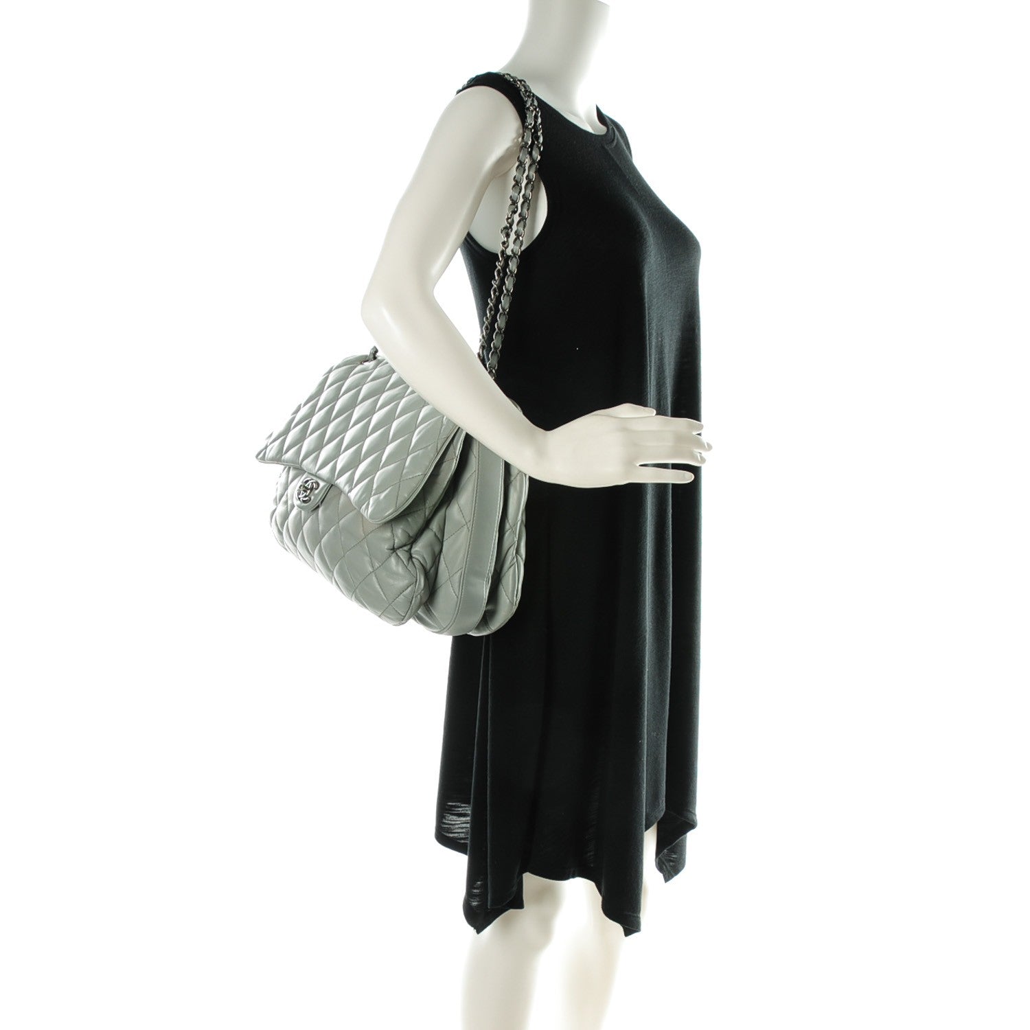 Chanel Lambskin Quilted 3 Maxi Flap Light Grey 2 of 8