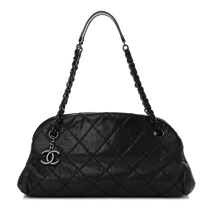 Chanel Iridescent Calfskin Stitched Just Mademoiselle Bowling Bag Black 1 of 14