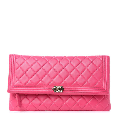 Chanel Lambskin Quilted Beauty CC Boy Clutch Fuchsia 1 of 11
