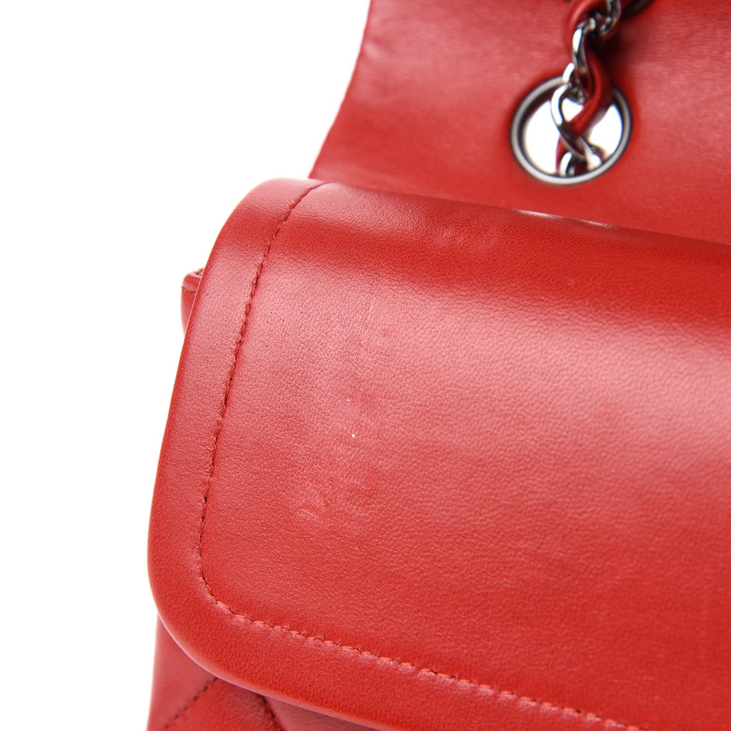 Lambskin Quilted Medium Double Flap Red