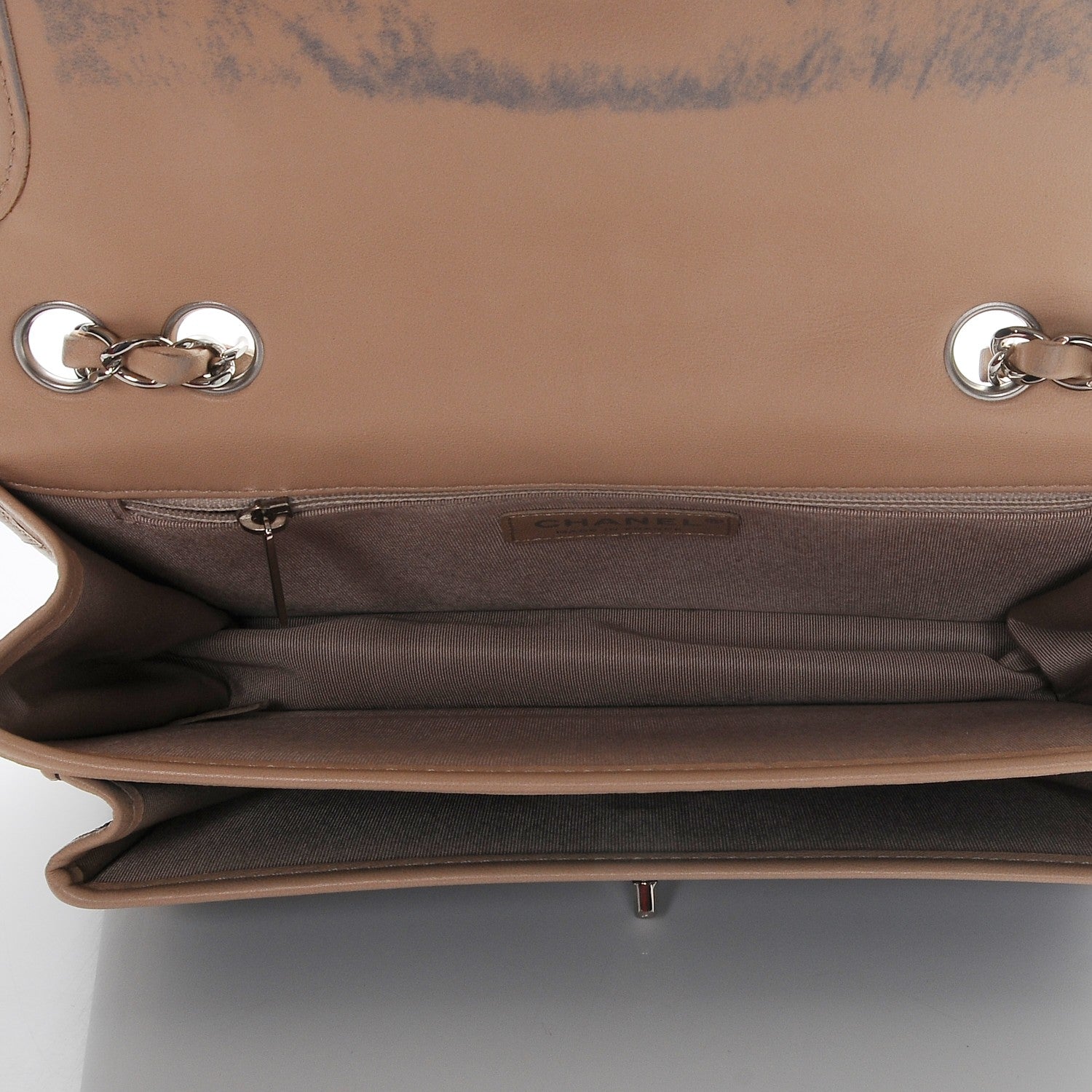 Chanel Patent Lambskin Medium Chocolate Bar Flap Navy Beige 6 of 13