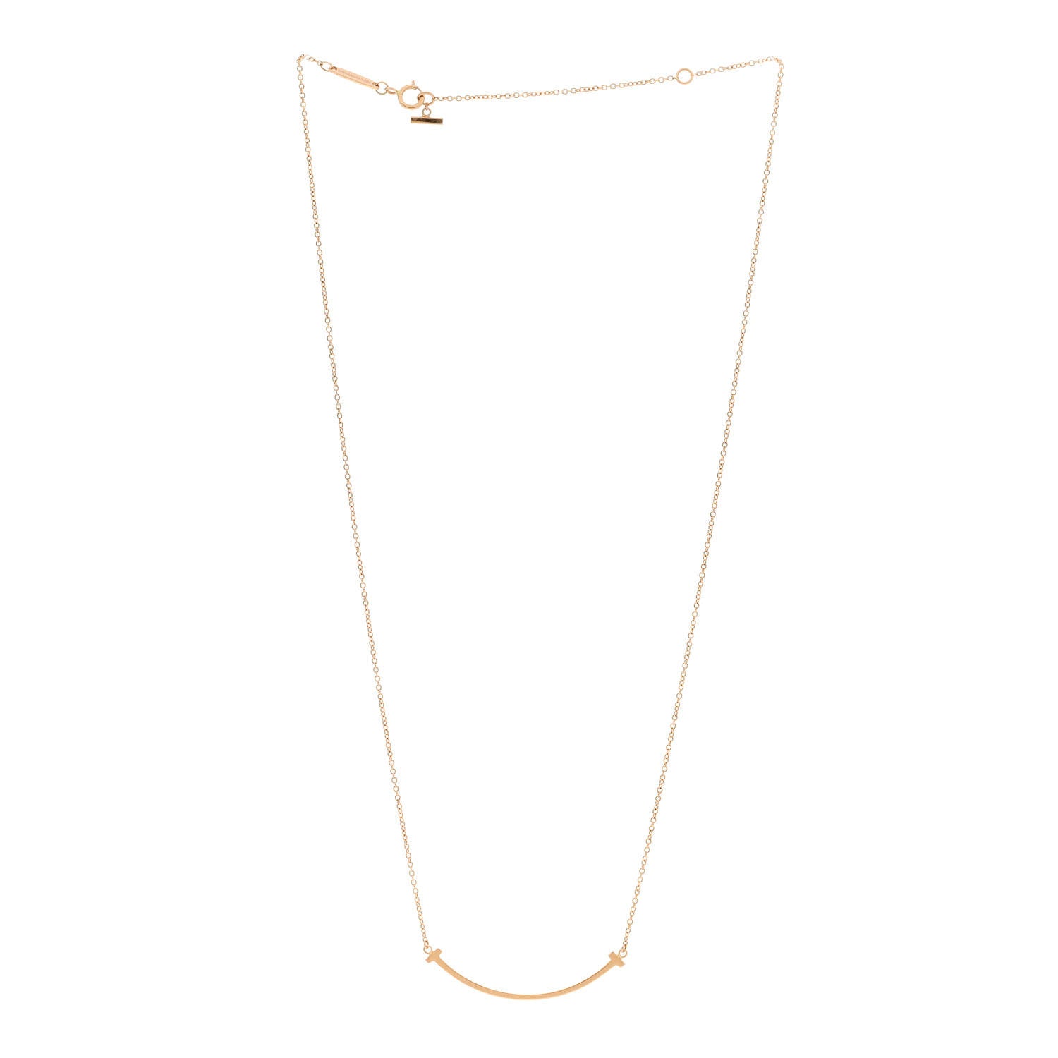 Tiffany 18K Rose Gold Small T Smile Pendant Necklace 3 of 5