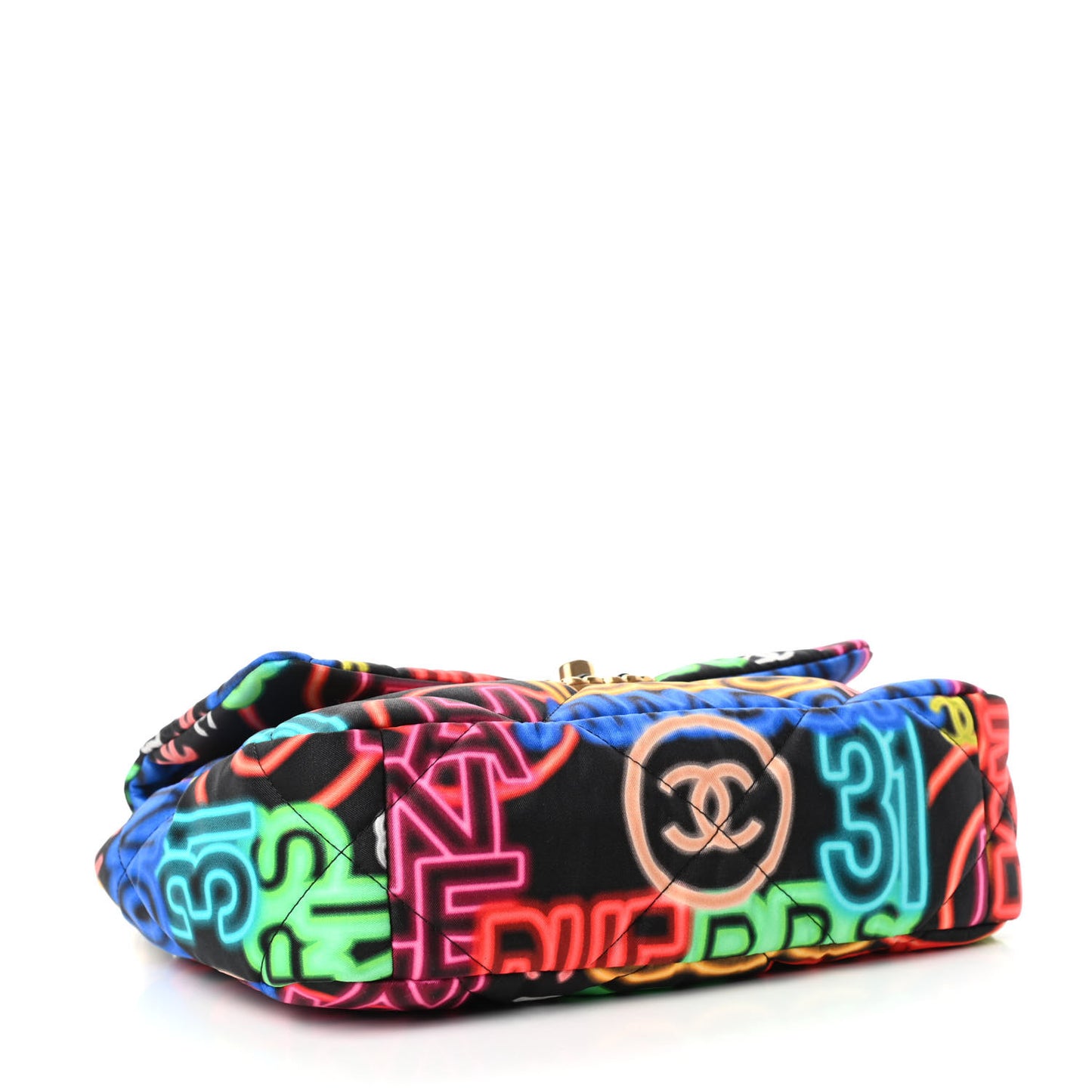 Fabric Printed Medium Chanel 19 Flap Black Multicolor