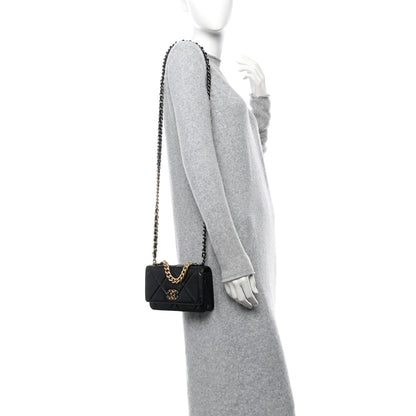 Chanel Lambskin Quilted Chanel 19 Wallet On Chain WOC Black 2 of 12