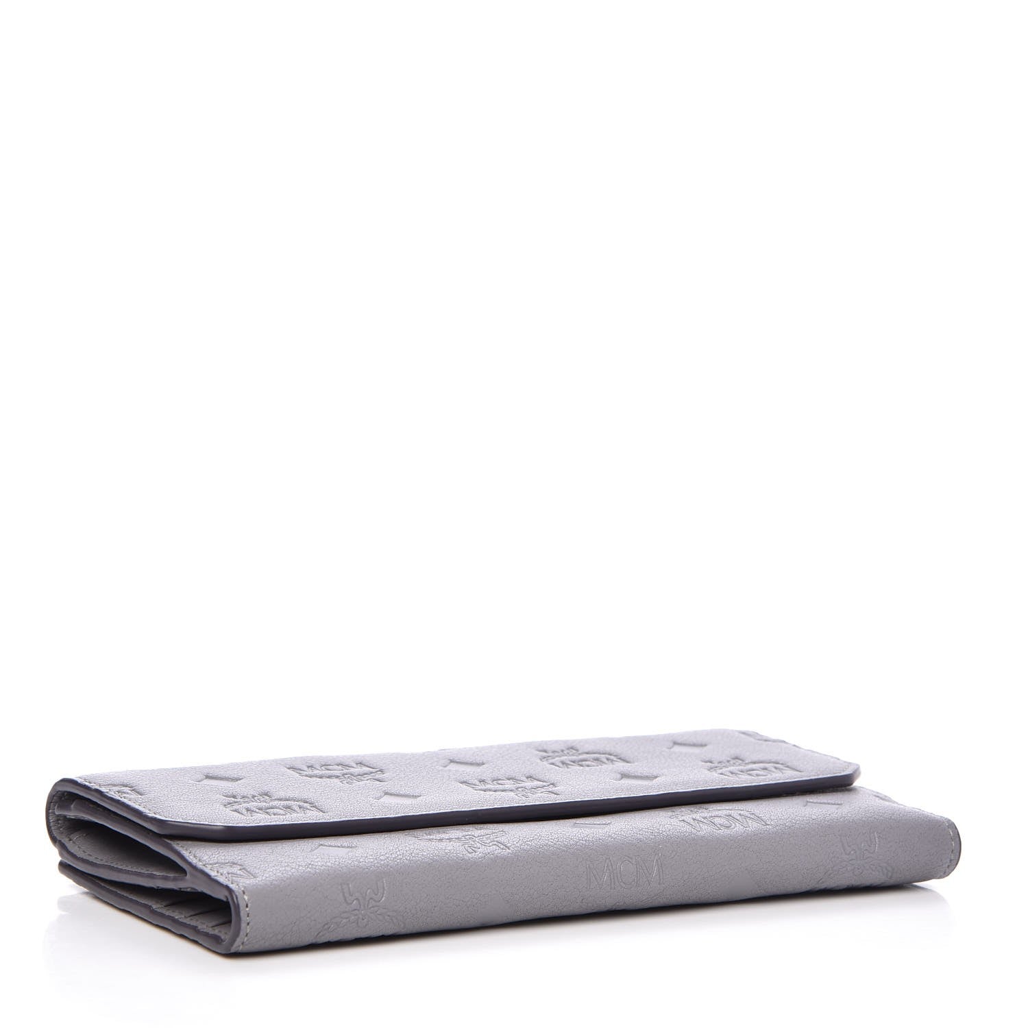 MCM Calfskin Signature Monogram Klara Flap Wallet Grey 5 of 12