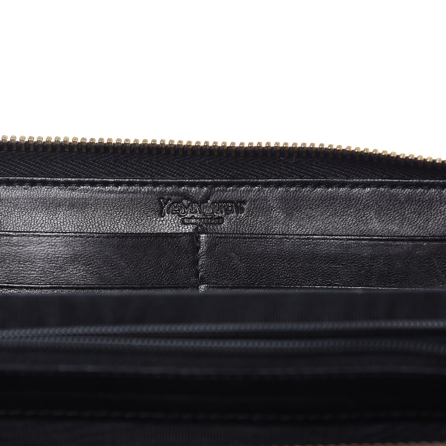 Saint Laurent Patent Y Mail Zip Around Wallet Black 6 of 12