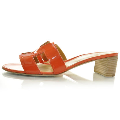 Hermes Patent Leather Oran Sandals 39 Orange 3 of 7