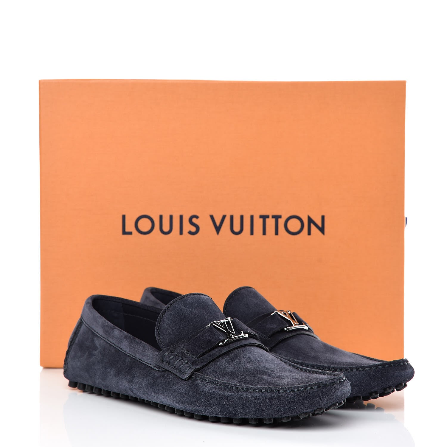 Louis Vuitton Suede Calfskin Mens Hockenheim Moccasin Loafers 9.5 Blue 10 of 10