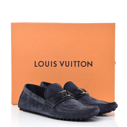 Louis Vuitton Suede Calfskin Mens Hockenheim Moccasin Loafers 9.5 Blue 10 of 10