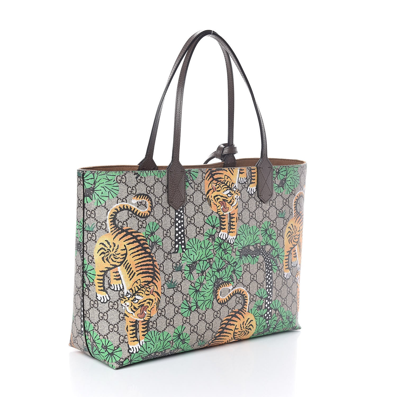 Gucci GG Supreme Monogram Bengal Medium Shopping Tote Beige Yard 3 of 9
