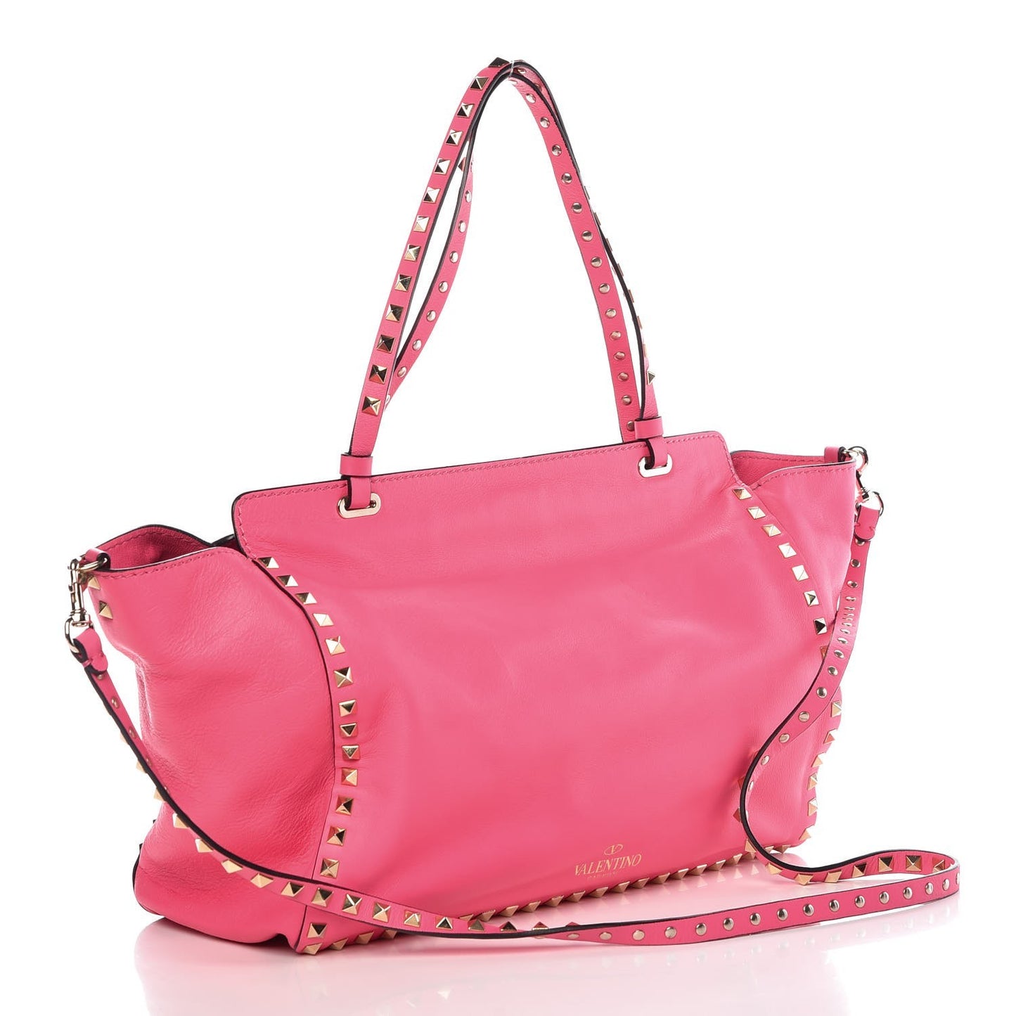 Vitello Medium Rockstud Tote Fuxia Fluo