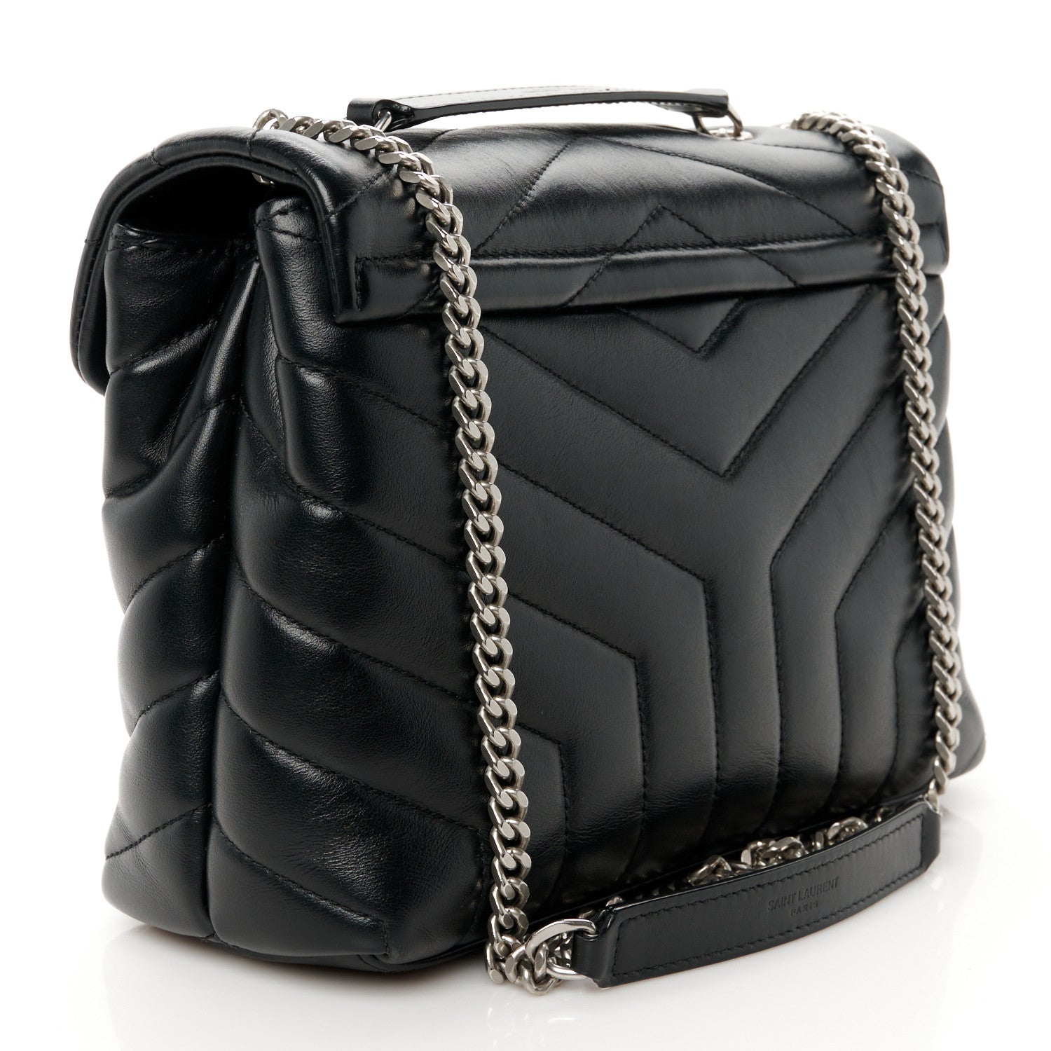 Saint Laurent Calfskin Y Quilted Monogram Small Loulou Chain Satchel Black 3 of 13