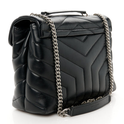 Saint Laurent Calfskin Y Quilted Monogram Small Loulou Chain Satchel Black 3 of 13