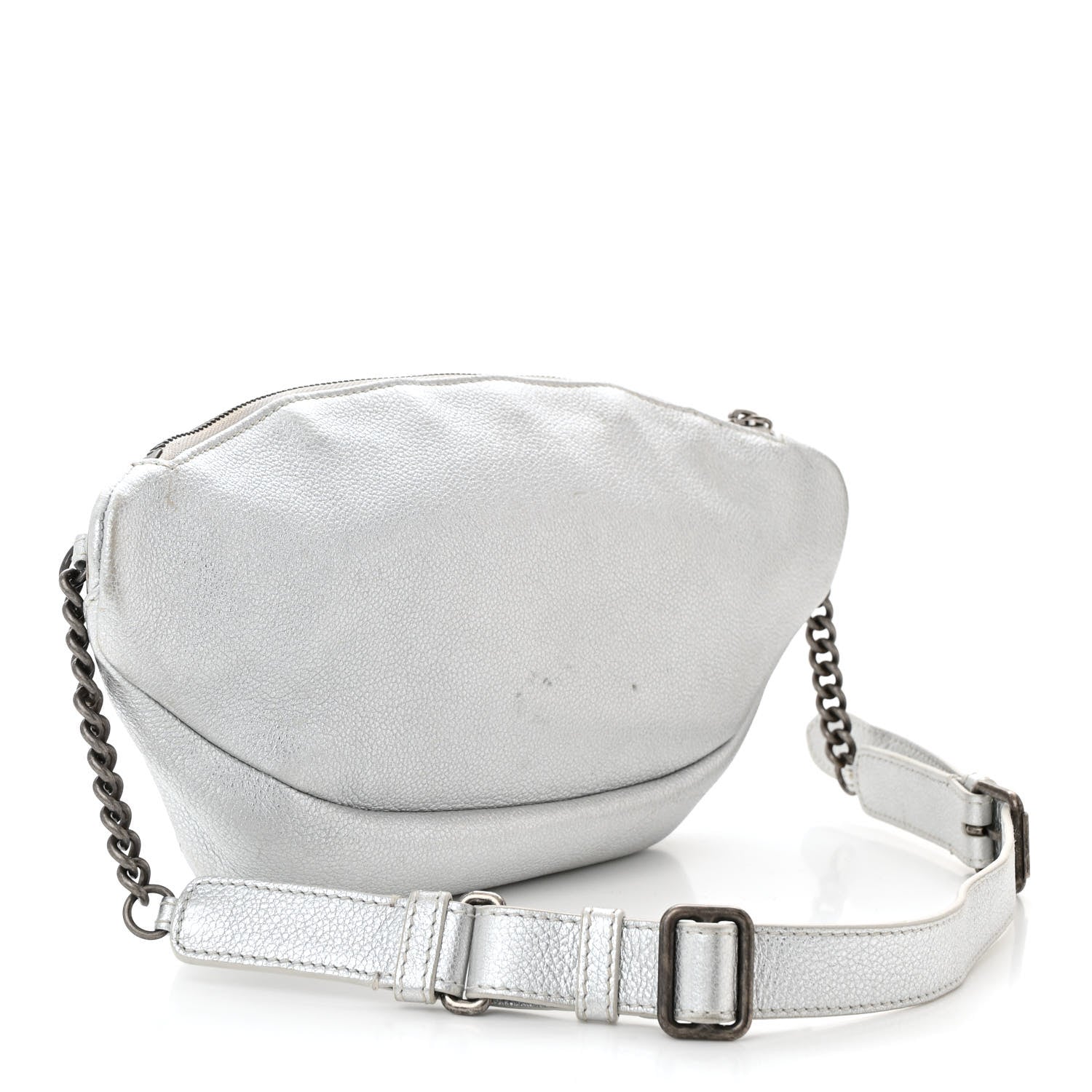 Chanel Metallic Grained Calfskin Quilted Casual Rock Waist Bag Fanny Pack Silver 3 of 15