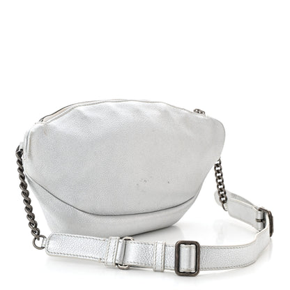 Chanel Metallic Grained Calfskin Quilted Casual Rock Waist Bag Fanny Pack Silver 3 of 15