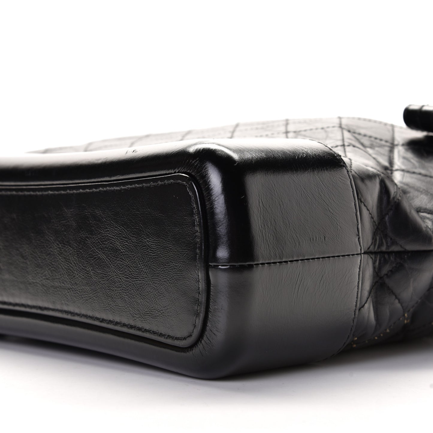 Aged Calfskin Quilted Large Gabrielle Hobo Black