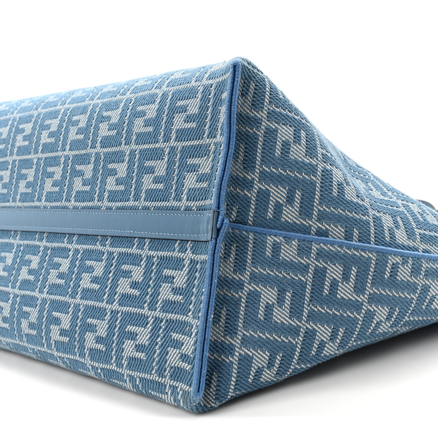Fendi Pequin Vitello Effettto Denim Jacquard FF Reversible Large Shopping Tote Blue 15 of 16