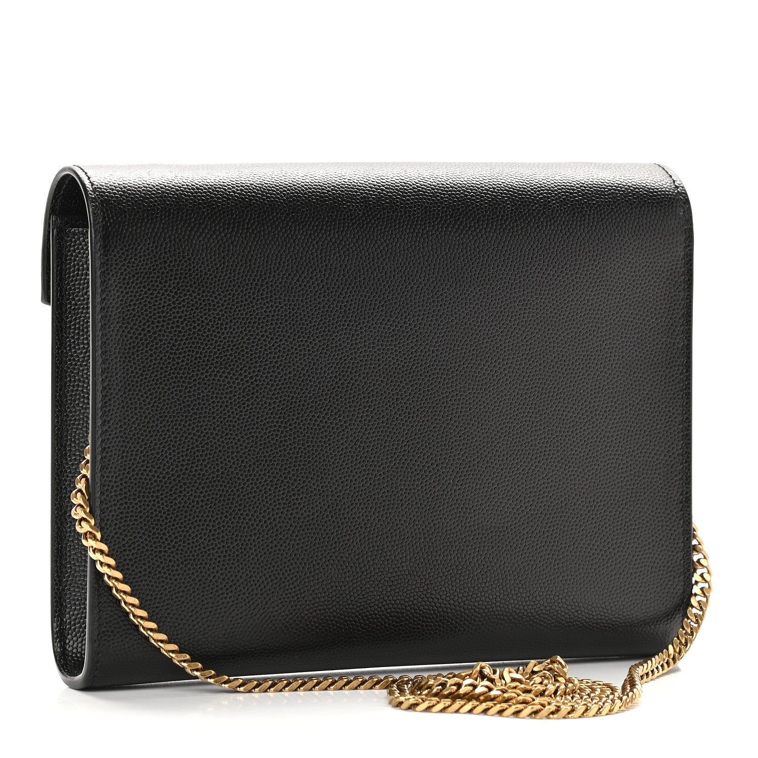 Saint Laurent Grain De Poudre Monogram Cassandra Chain Wallet Black 3 of 8