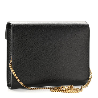 Saint Laurent Grain De Poudre Monogram Cassandra Chain Wallet Black 3 of 8