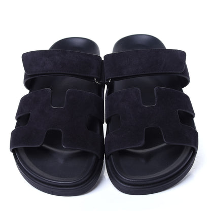 Hermes Suede Womens Chypre Sandals 39.5 Black 5 of 11