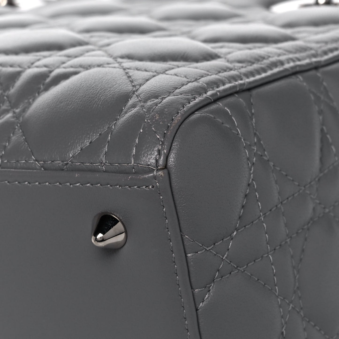 Lambskin Cannage Medium Lady Dior Crystal Strap Grey