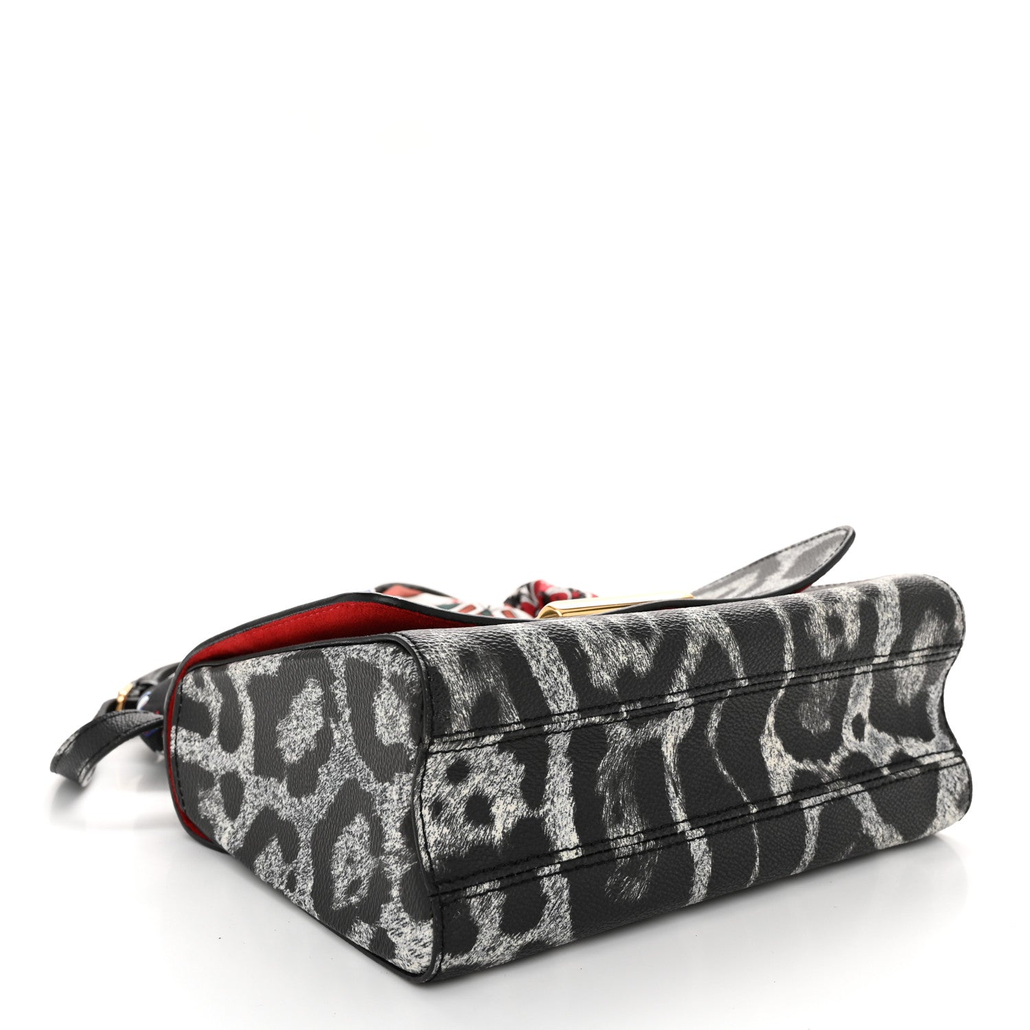 Louis Vuitton Calfskin Wild Animal Print Scarf Handle Twist Shoulder Bag MM 4 of 11
