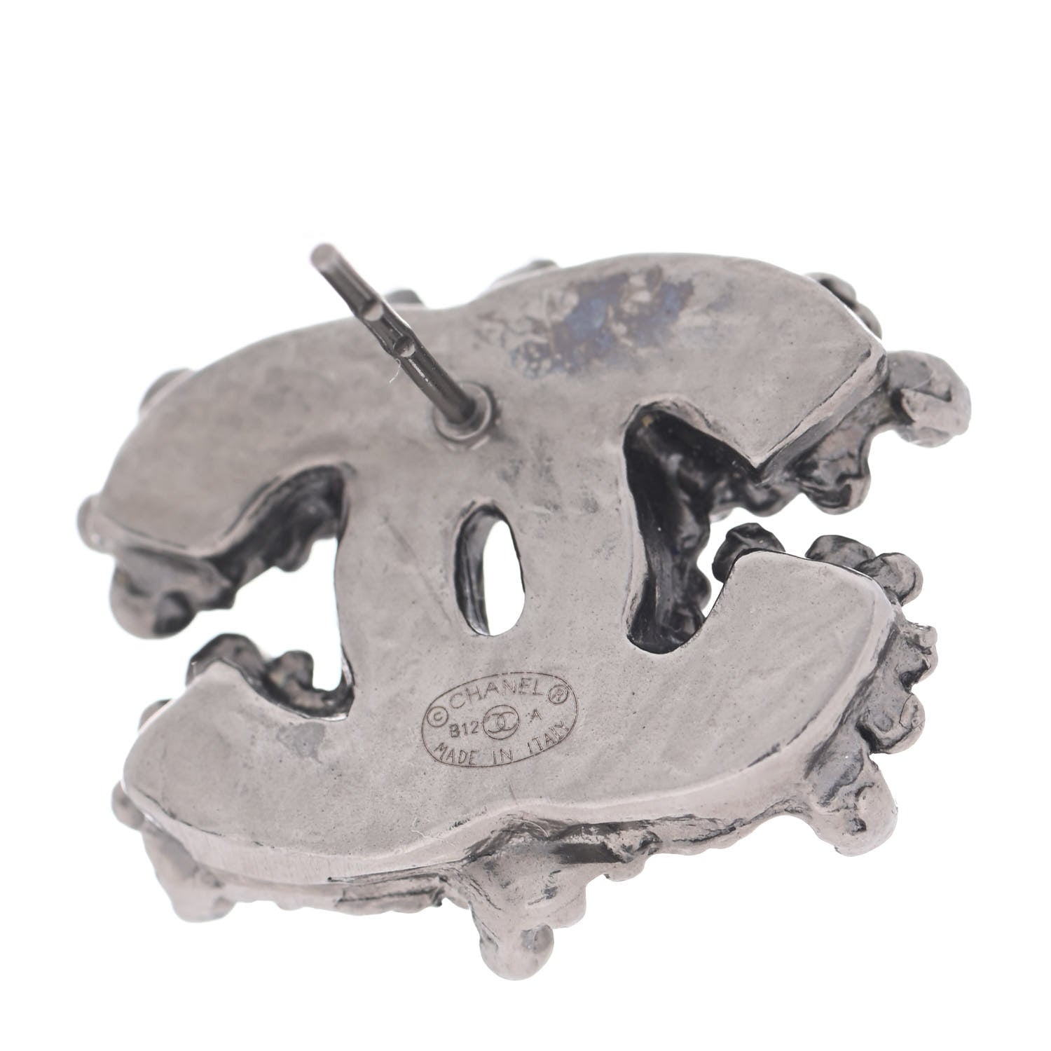 Chanel Enamel Crystal CC Earrings Ruthenium 3 of 3