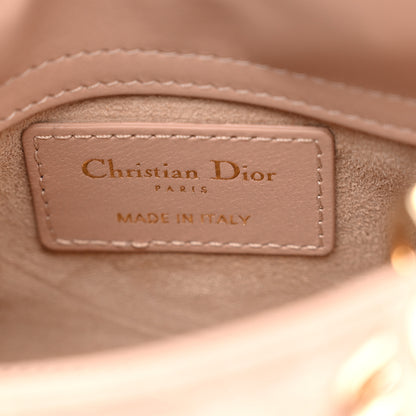 Christian Dior Lambskin Cannage Micro Lady Dior Rose Des Vents 6 of 11