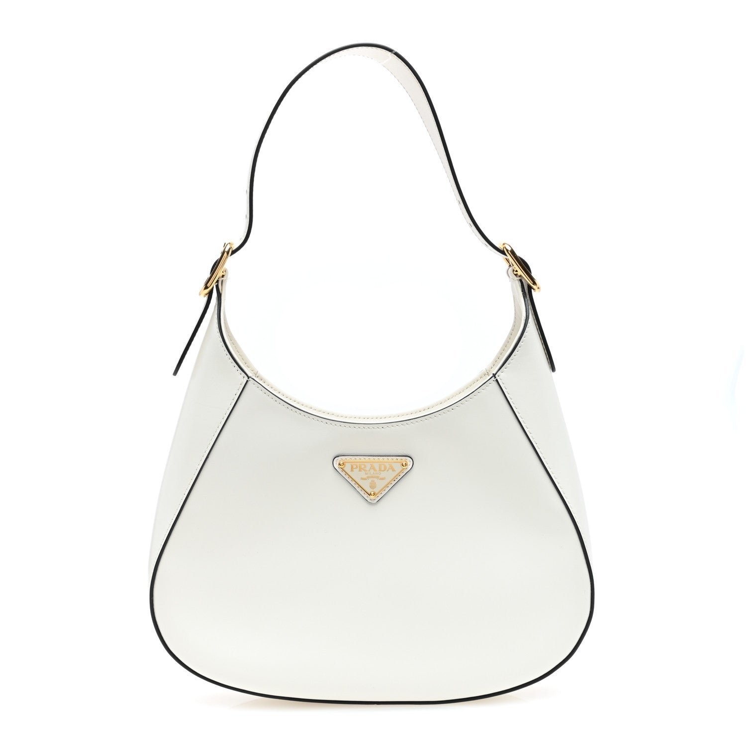 Prada Box Calfskin Shoulder Bag White Black 1 of 9