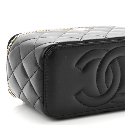 Chanel Lambskin Quilted Small Pearl Crush Vanity Case With Chain Black 10 of 12