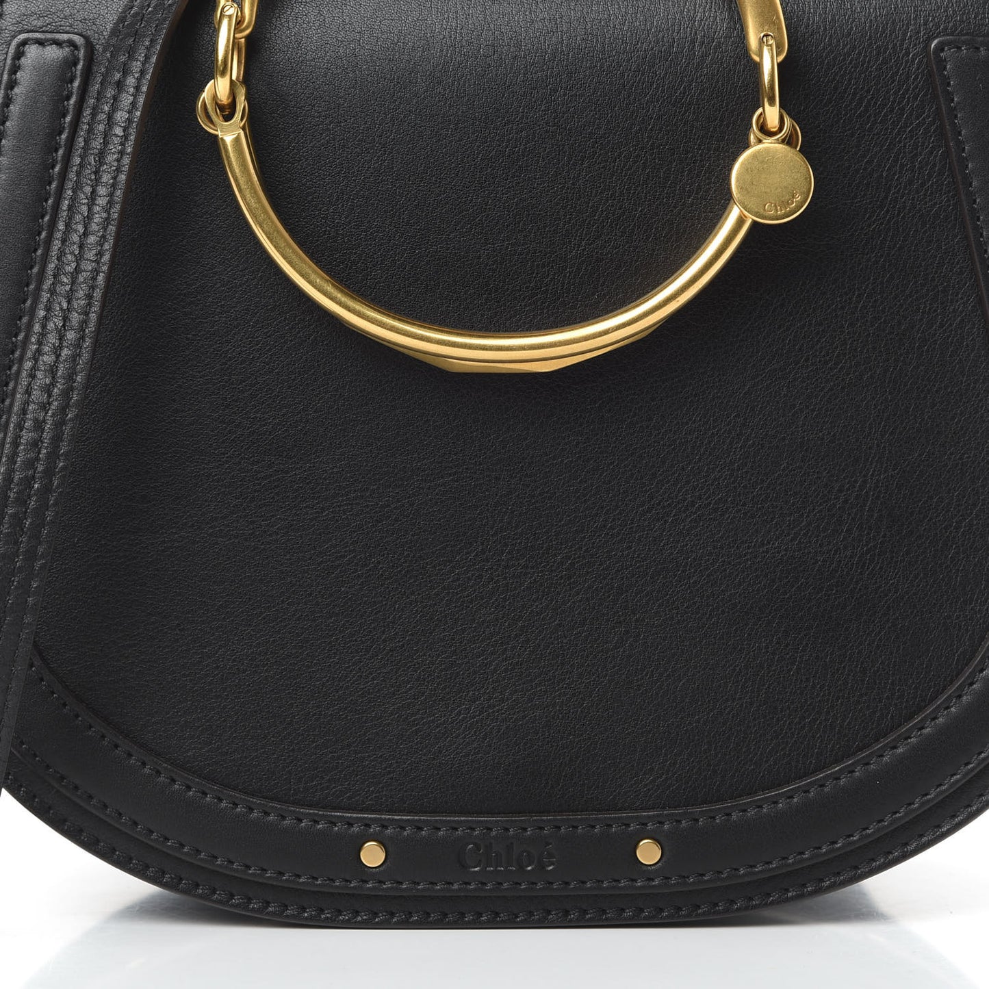 Calfskin Suede Medium Nile Bracelet Bag Black