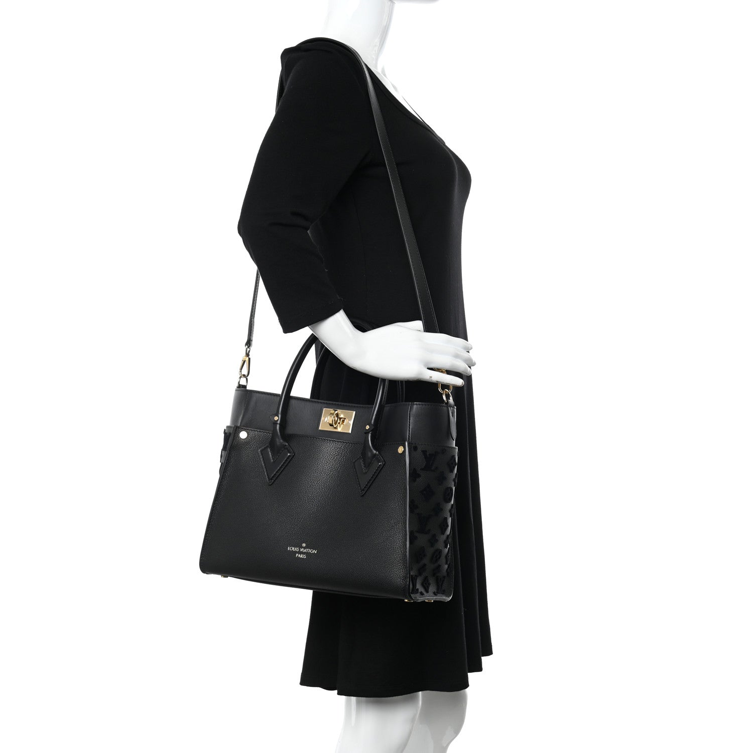 Louis Vuitton Calfskin Monogram Tufting On My Side Black 2 of 12
